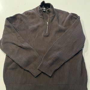 Mens Casual 1/2 Zip Pullover Sweater Dark Brown Calvin Klein Size XL